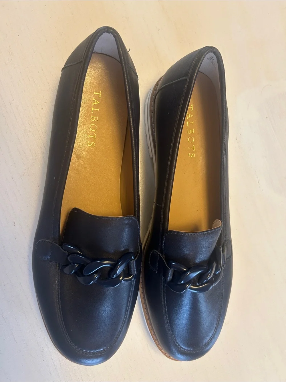 Navy blue slip-on loafers from Talbots.